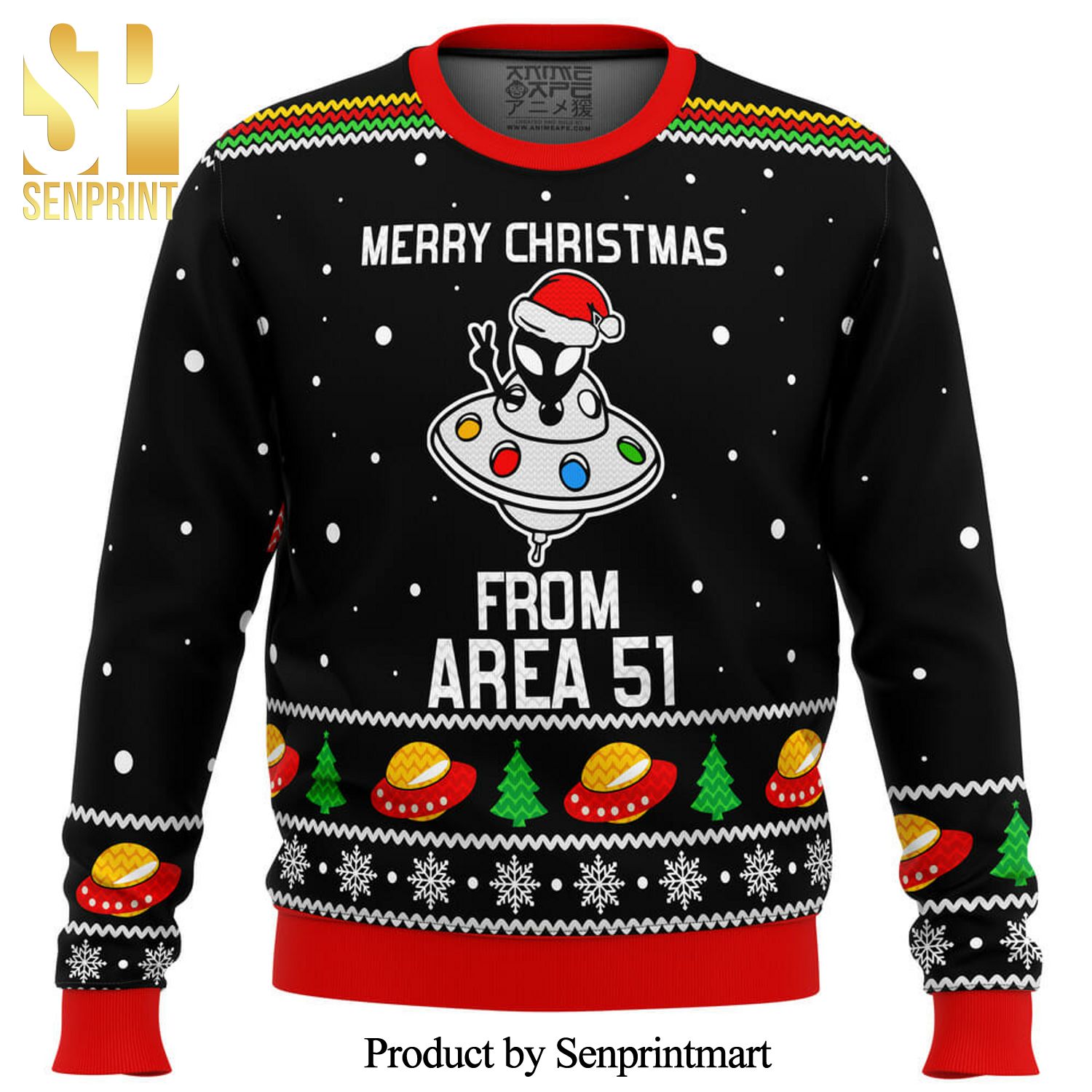 Area 51 Aliens Knitted Ugly Christmas Sweater