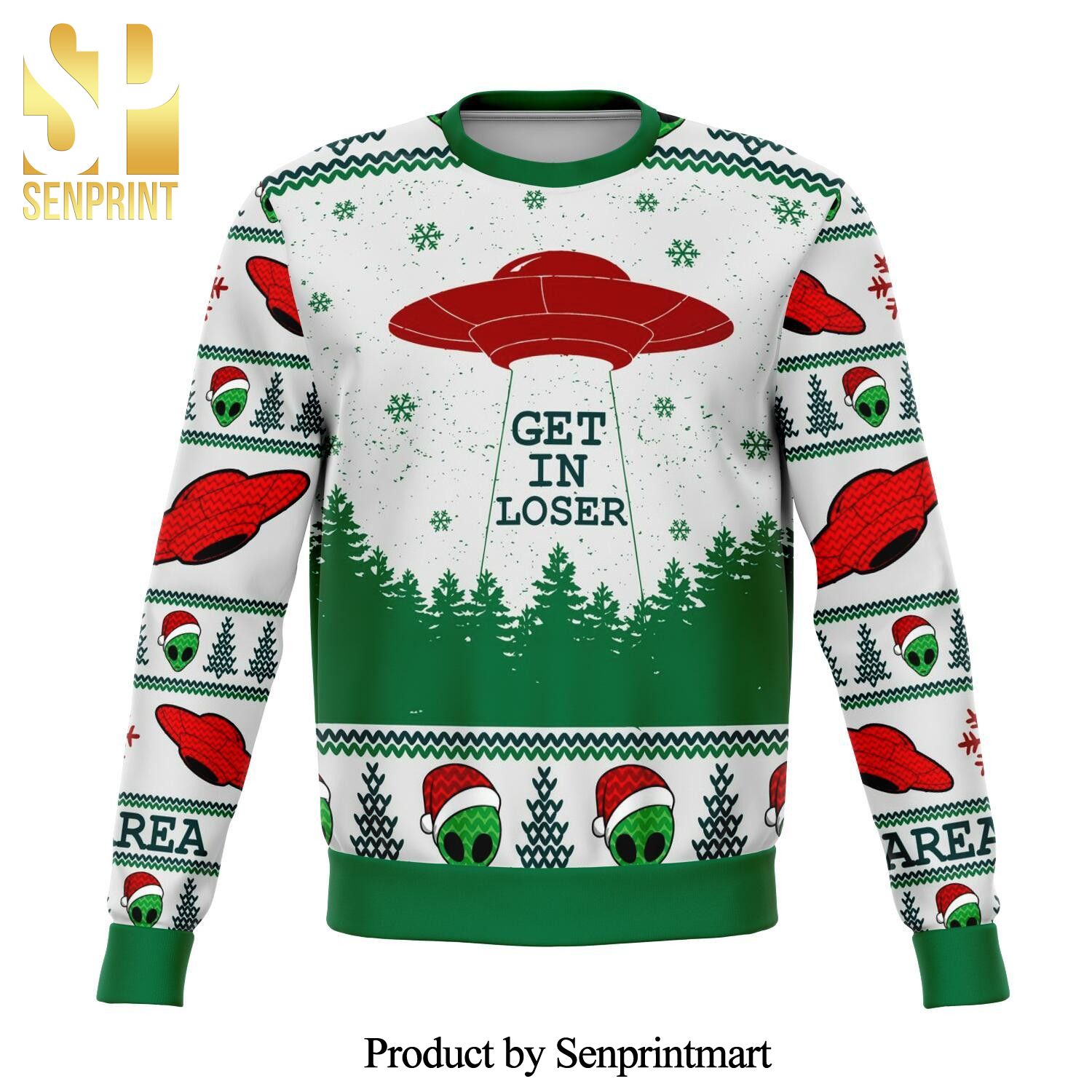 Area 51 Ufo Alien Get In Loser Premium Knitted Ugly Christmas Sweater