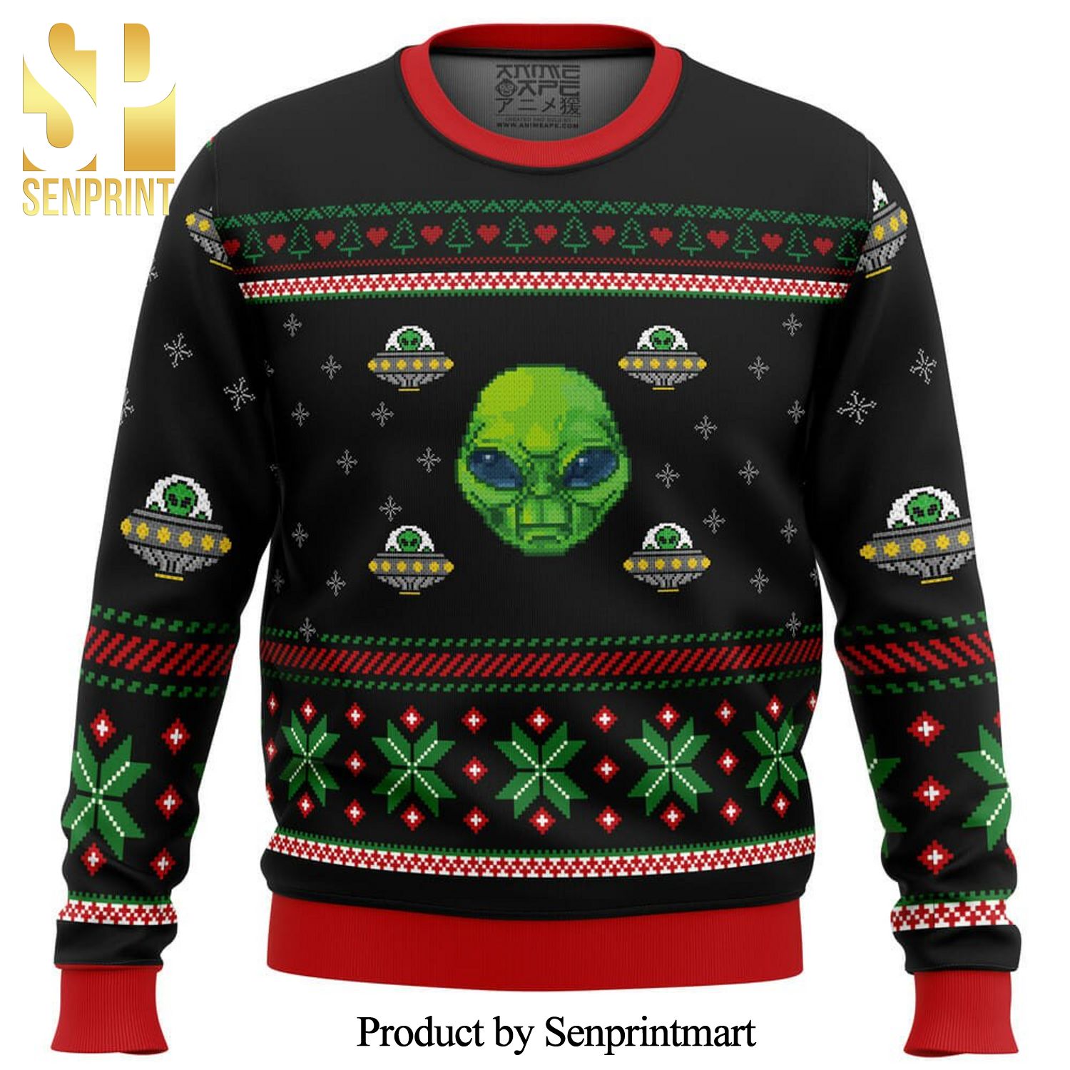 Area 51 Ufo And Snowflake Knitted Ugly Christmas Sweater
