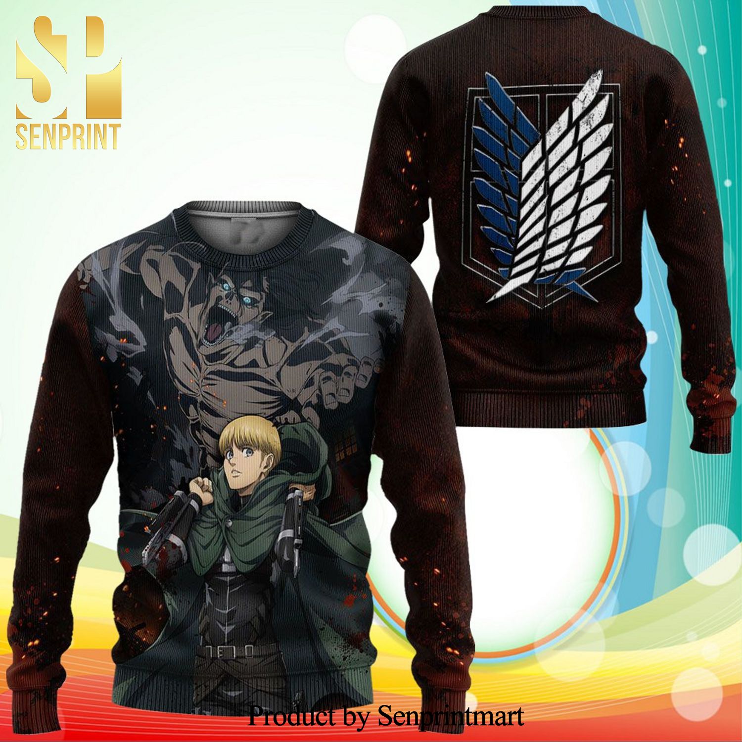 Armin Arlert Attack On Tian Anime Knitted Ugly Christmas Sweater