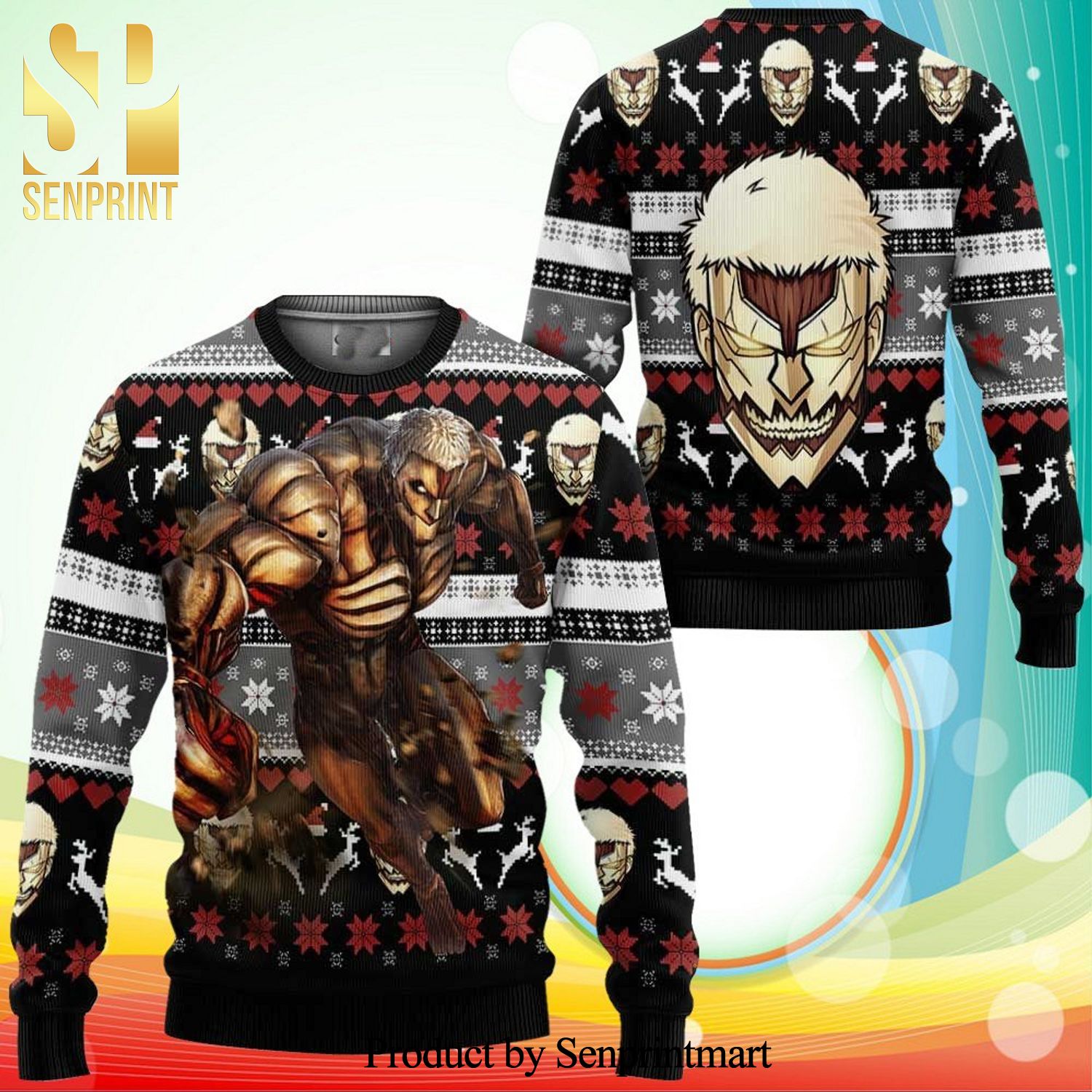 Armored Titan Attack On Titan Manga Anime Knitted Ugly Christmas Sweater