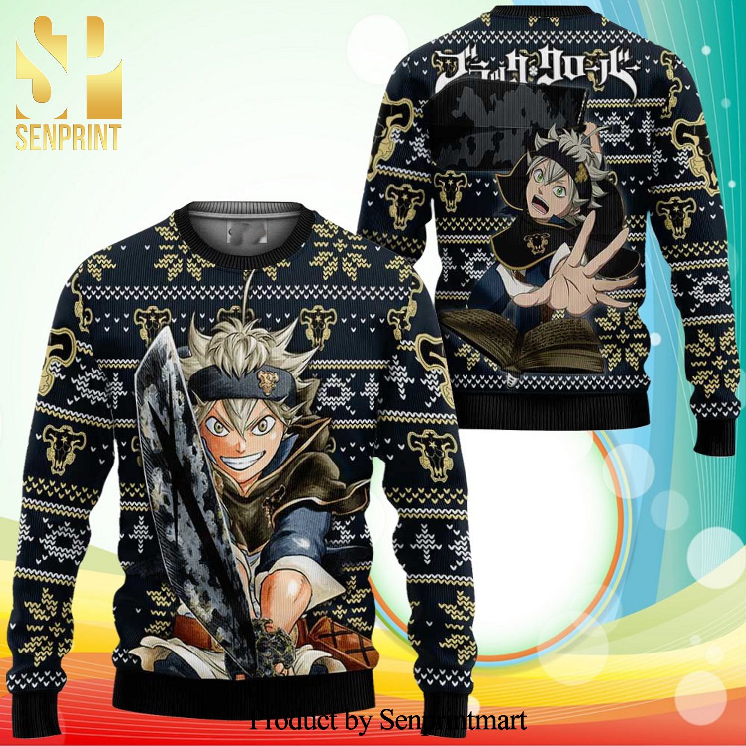 Asta Black Clover Anime Knitted Ugly Christmas Sweater