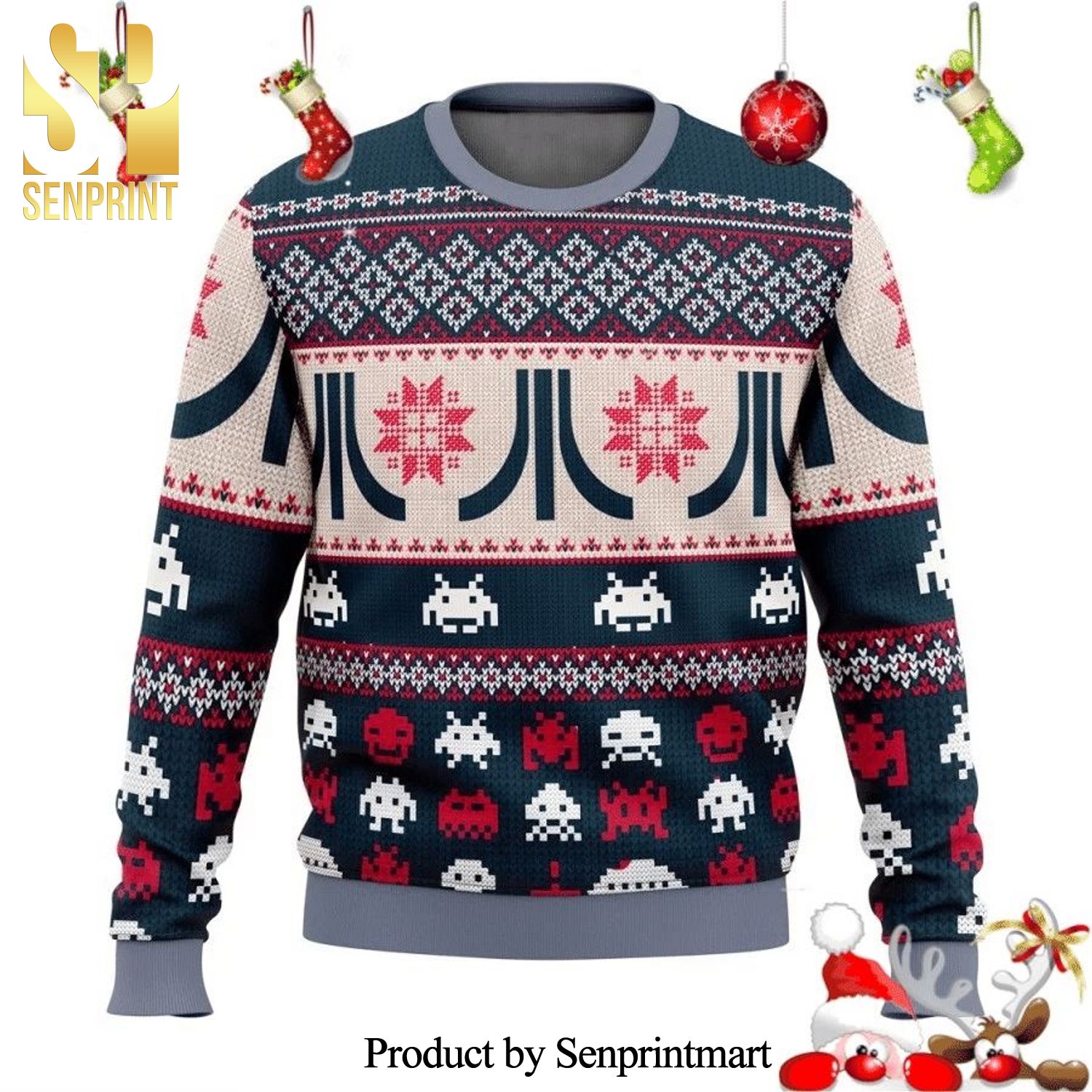Atari Flashback Classics Game Knitted Ugly Christmas Sweater