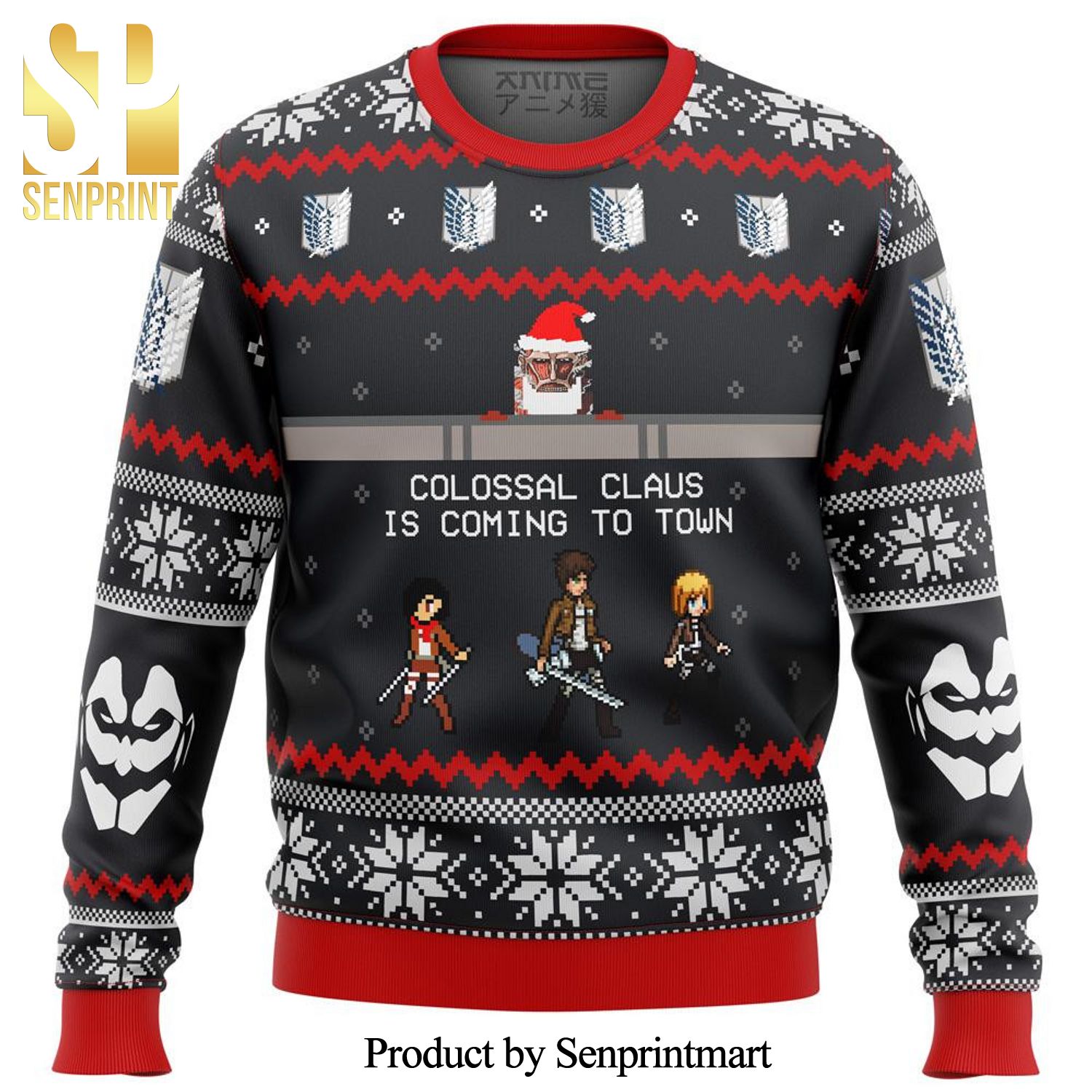 Attack On Titan Colossal Claus Premium Knitted Ugly Christmas Sweater