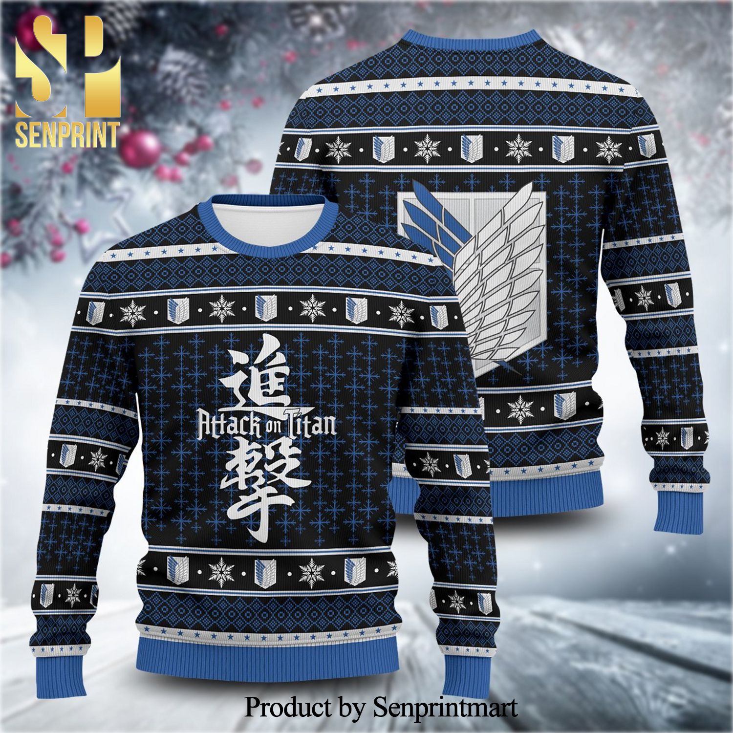 Attack On Titan Manga Anime Knitted Ugly Christmas Sweater