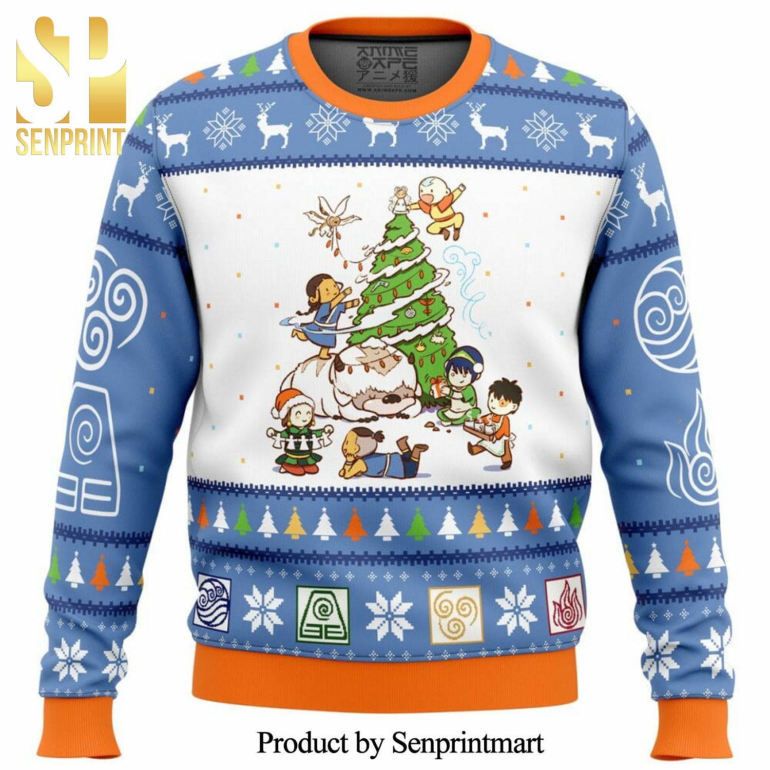 Avatar The Last Airbender Christmas Time Manga Anime Knitted Ugly Christmas Sweater