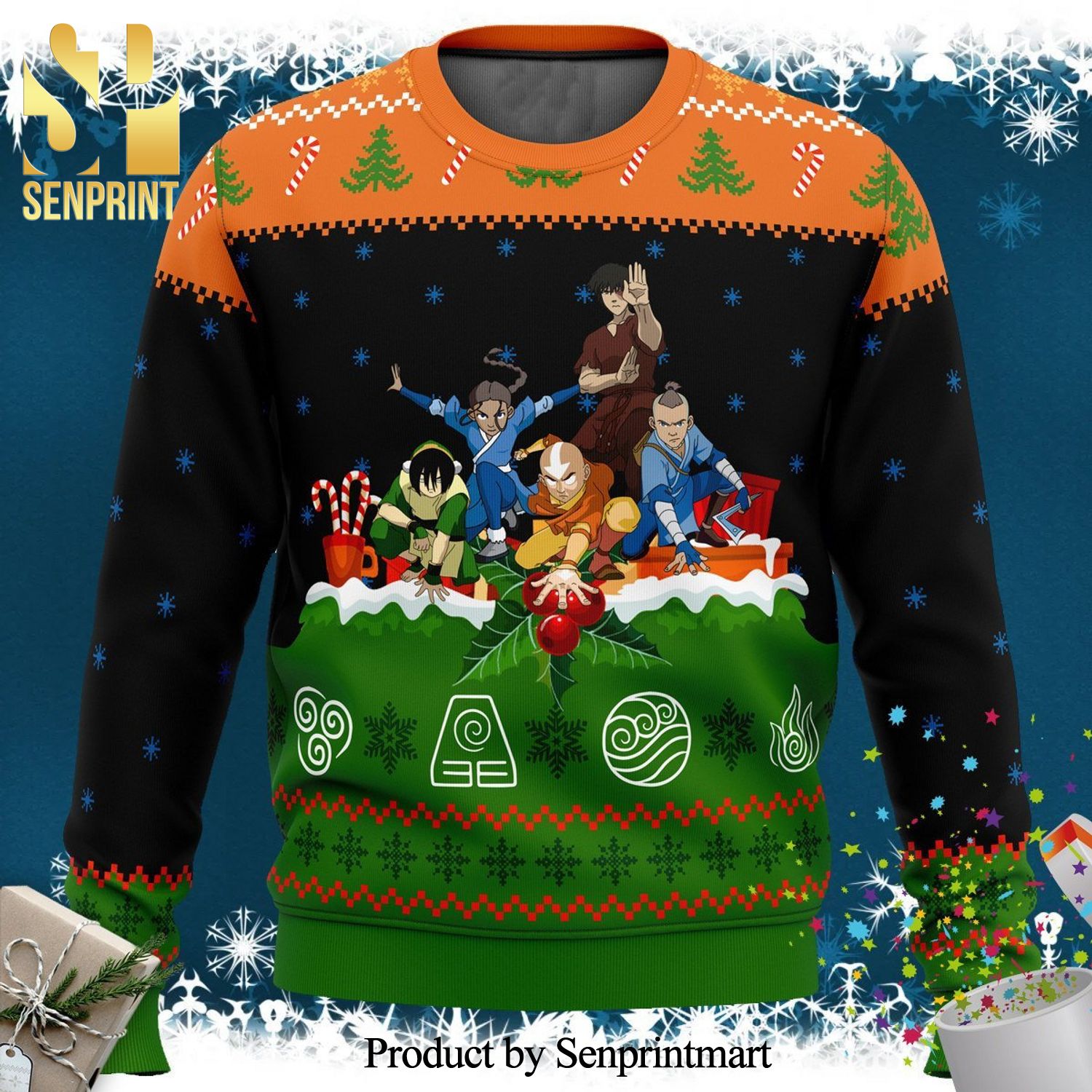 Avatar the Last Airbender On the Chimney Top Knitted Ugly Christmas Sweater