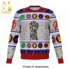 Baby Groot And Grinch Snowman Pattern Claus Knitted Ugly Christmas Sweater – Black