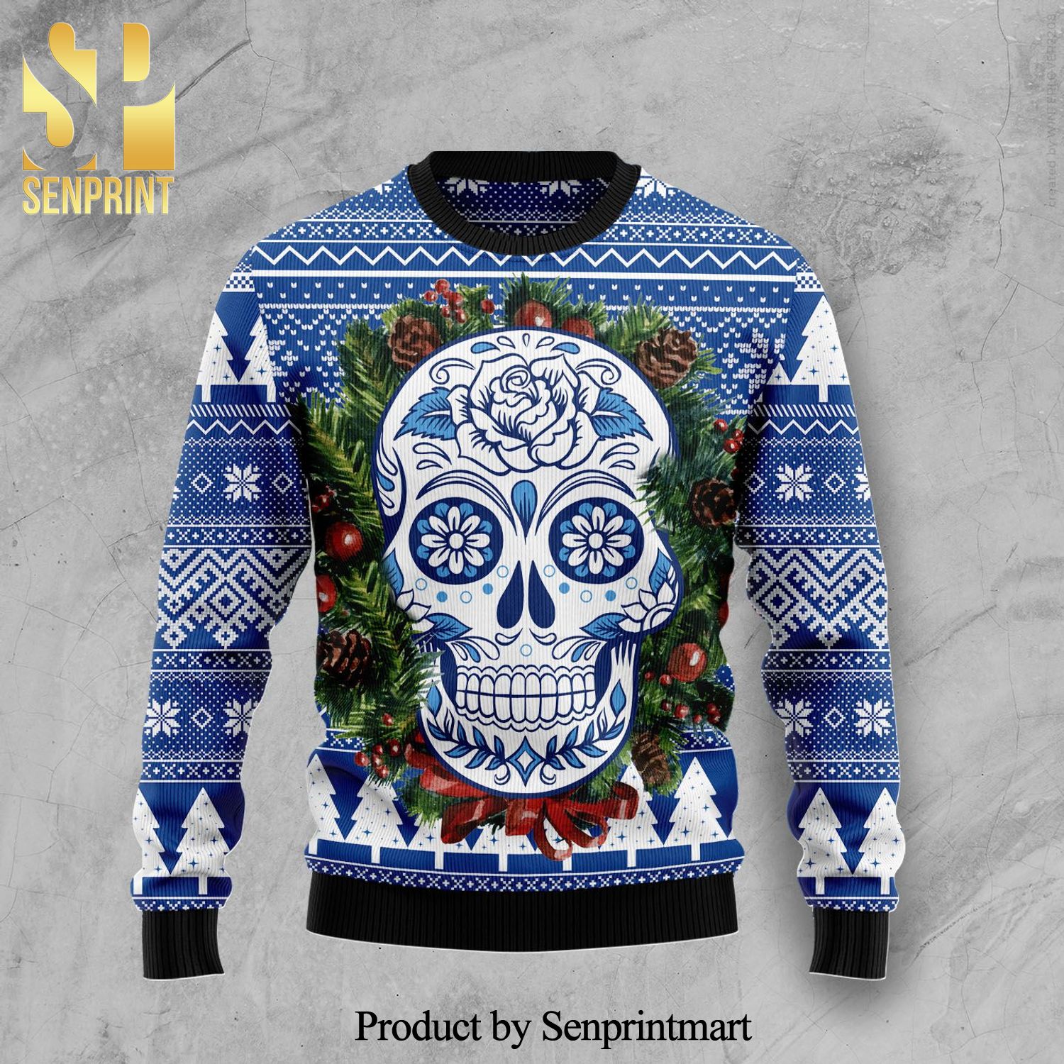 Awesome Sugar Skull Knitted Ugly Christmas Sweater
