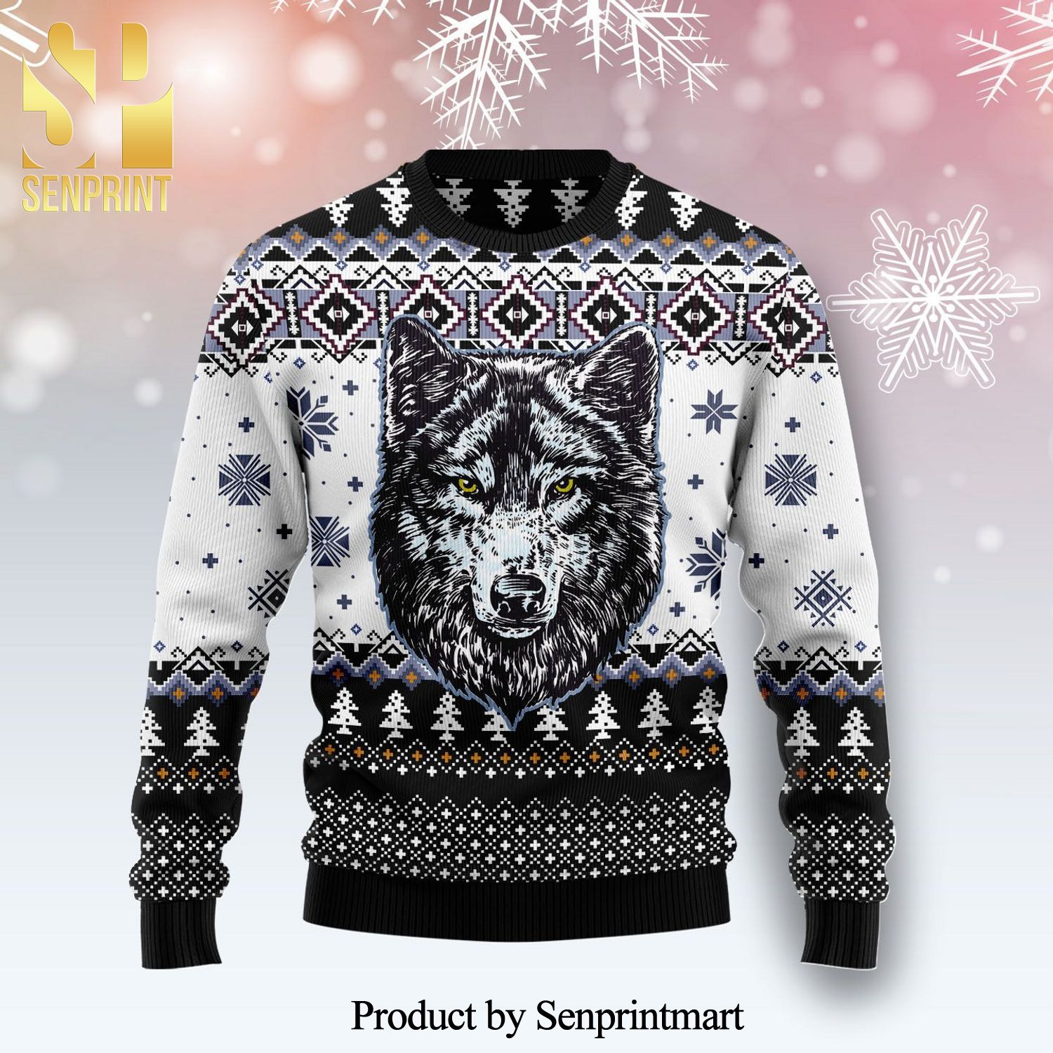 Awesome Wolf Knitted Ugly Christmas Sweater