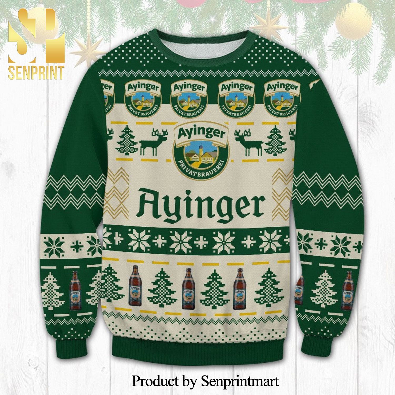 Ayinger Beer Brewery Privatbrauerei Knitted Ugly Christmas Sweater