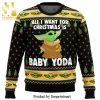 Baby Yoda All I Want Mandalorion Star Wars Knitted Ugly Christmas Sweater