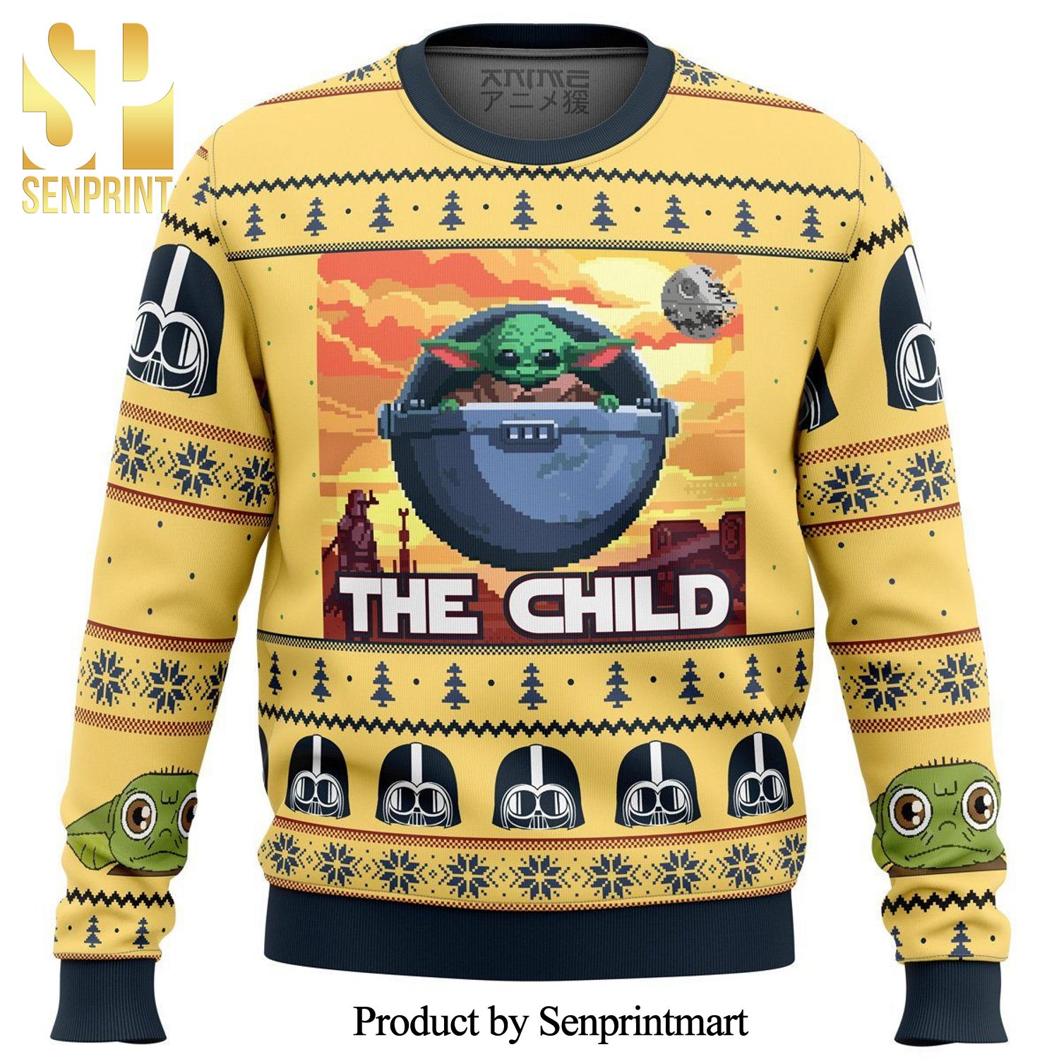 Baby Yoda The Child Mandalorian Star Wars Knitted Ugly Christmas Sweater