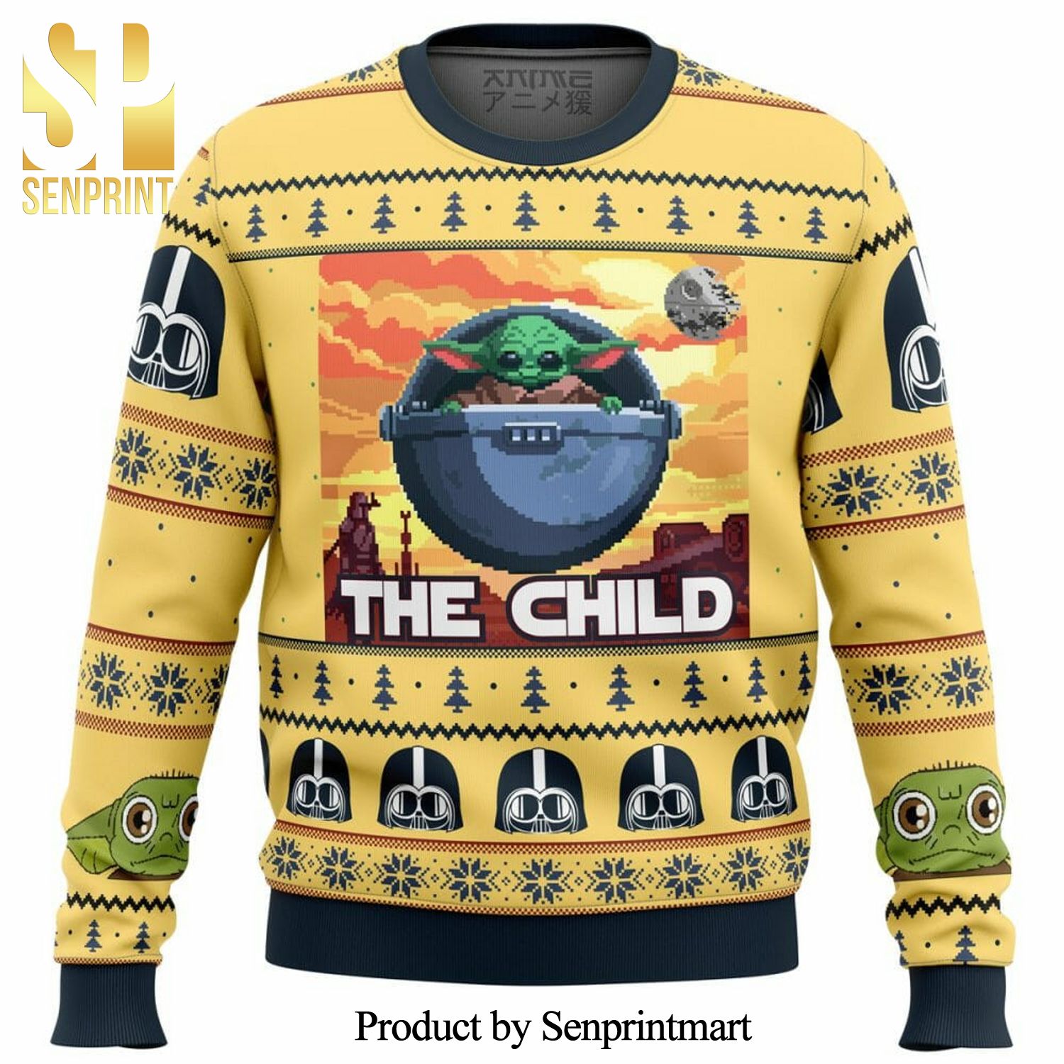 Baby Yoda The Child Mandalorion Star Wars Knitted Ugly Christmas Sweater