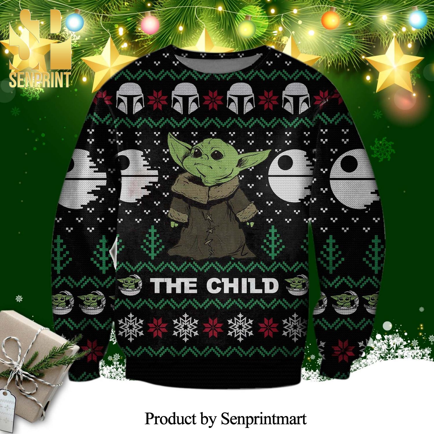 Baby Yoda The Child Star Wars Knitted Ugly Christmas Sweater