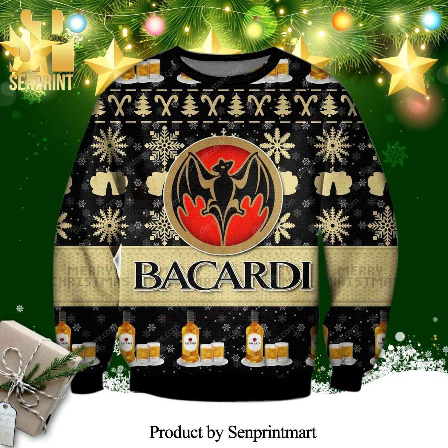 Bacardi Rum Knitted Ugly Christmas Sweater