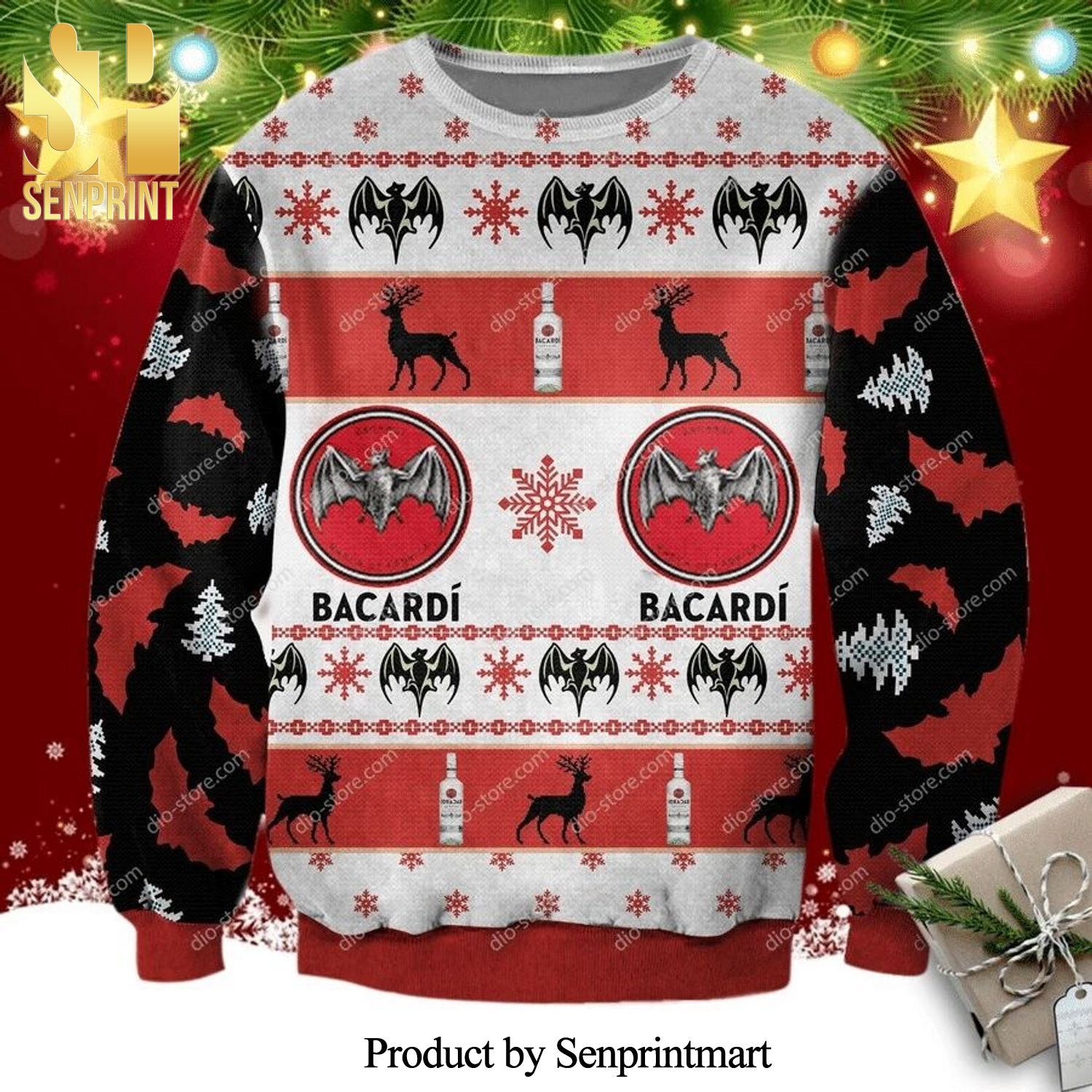 Bacardi Wine Alcohol Knitted Ugly Christmas Sweater