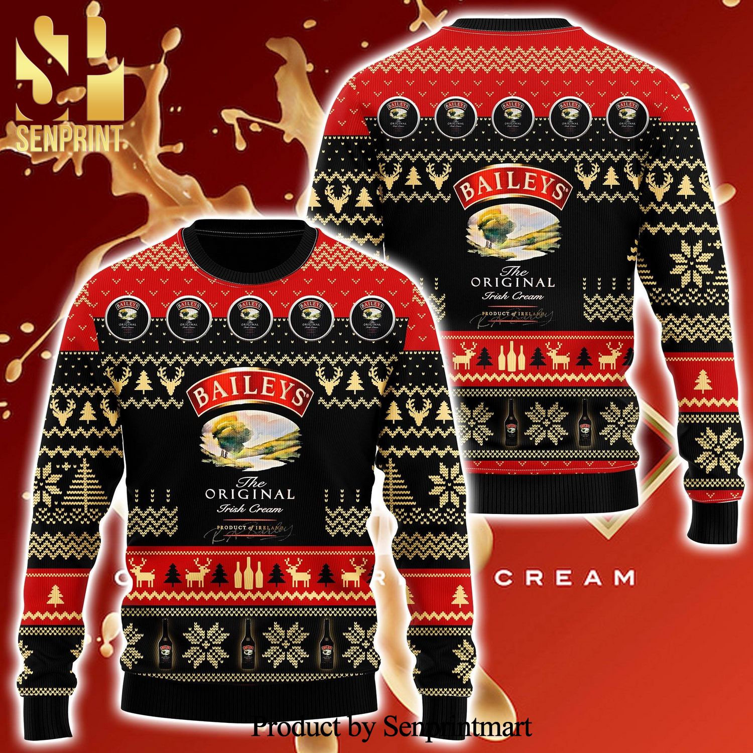 Baileys Irish Cream Knitted Ugly Christmas Sweater