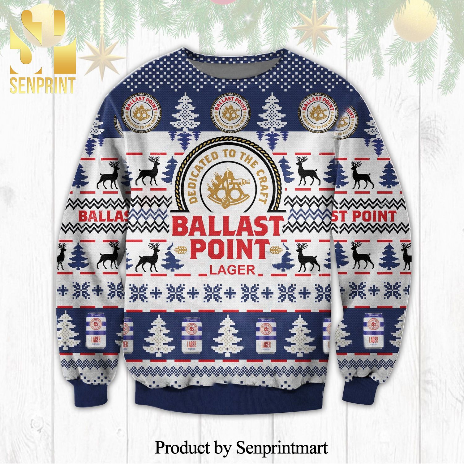 Ballast Point Lager Dedicated To The Craft Knitted Ugly Christmas Sweater