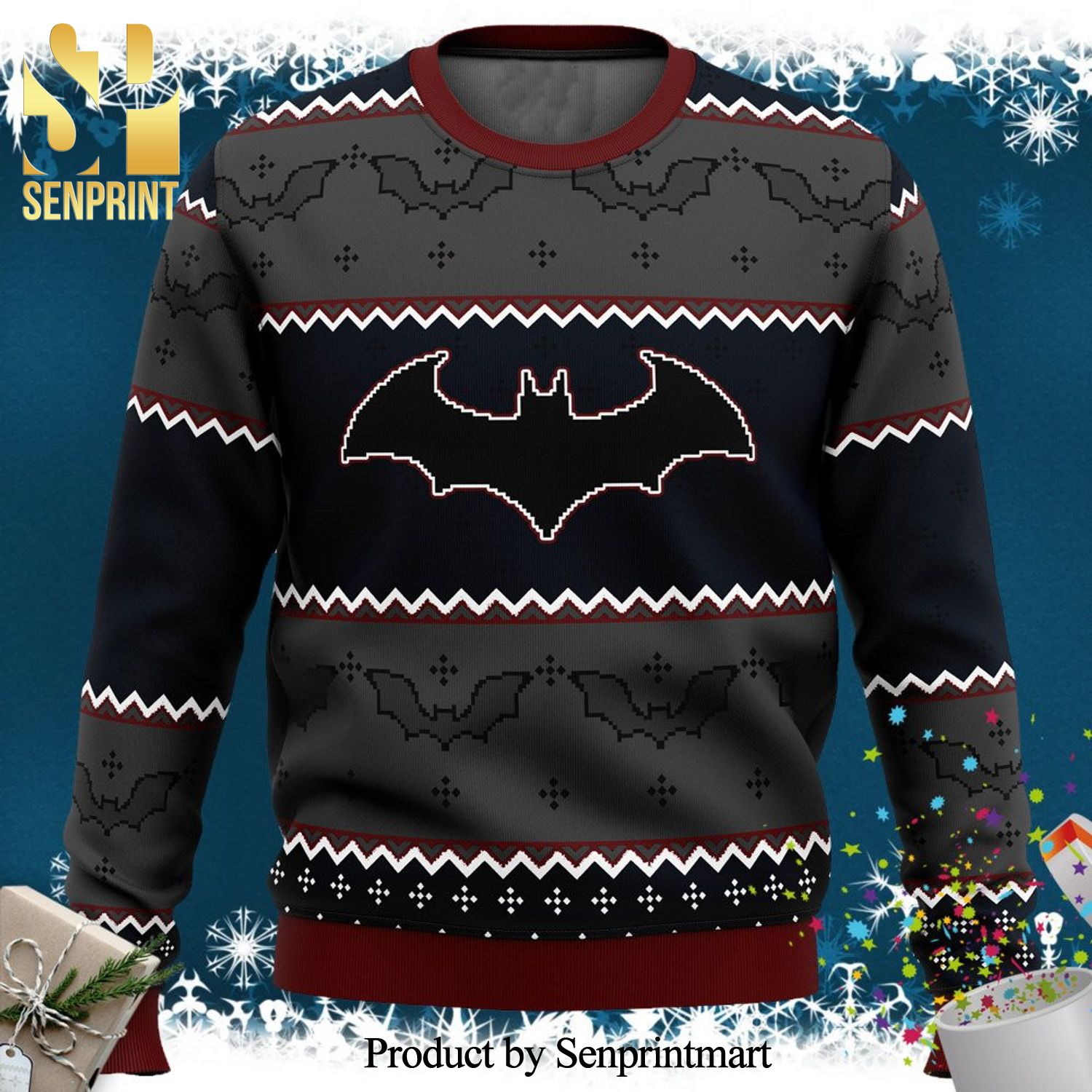 Batman Dark Knitted Ugly Christmas Sweater