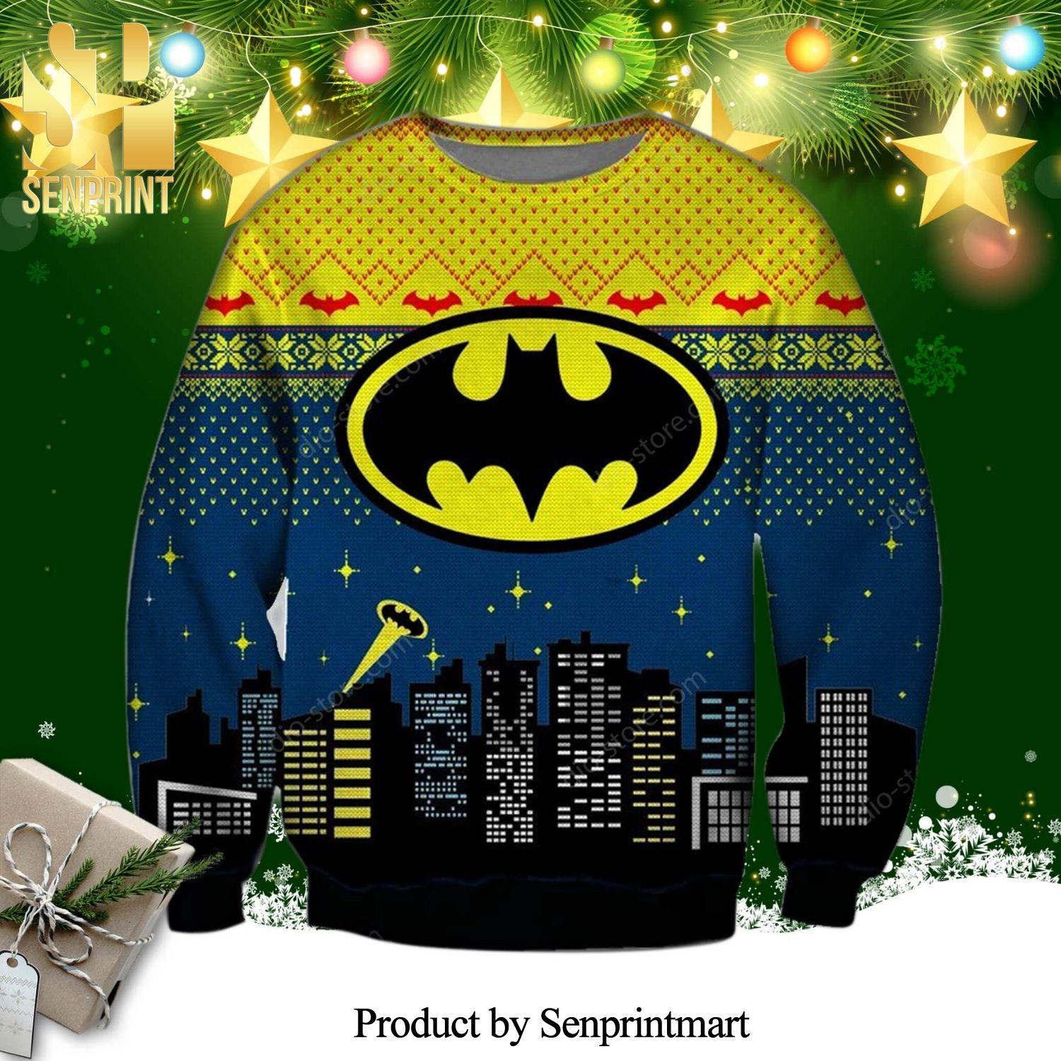 Batman Logo Knitted Ugly Christmas Sweater