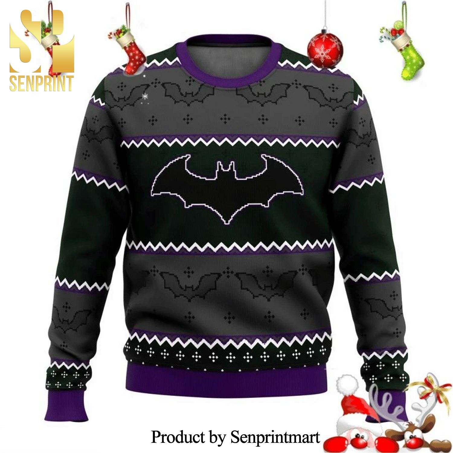 Batman The Dark Knight Symbol Knitted Ugly Christmas Sweater