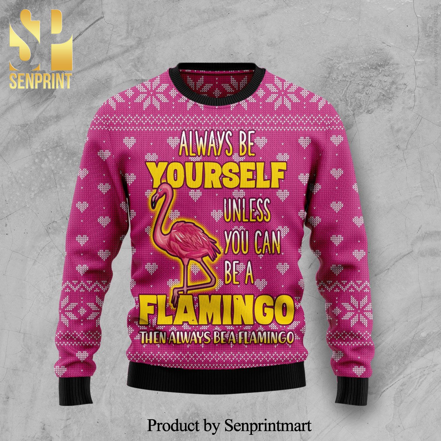 Be A Flamingo Knitted Ugly Christmas Sweater