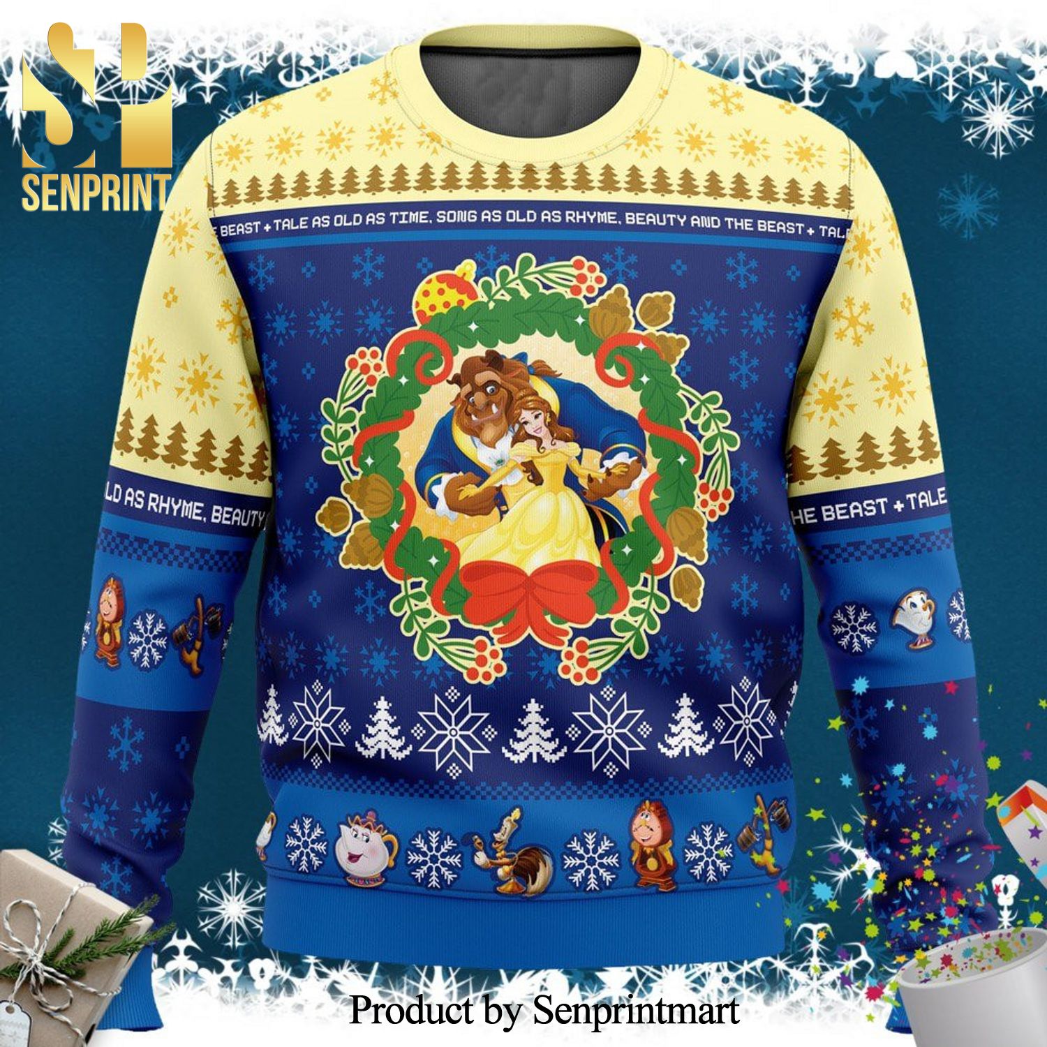 Beauty And The Beast Disney Tale As Old As Time Knitted Ugly Christmas Sweater