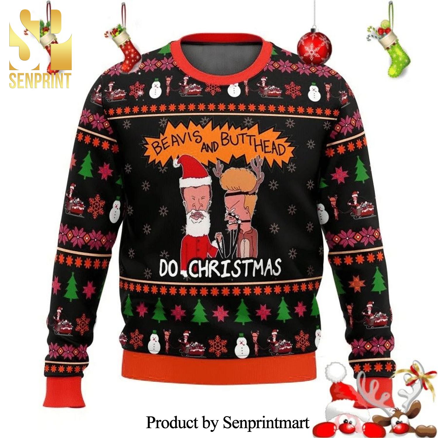 Beavis Butthead Do Knitted Ugly Christmas Sweater