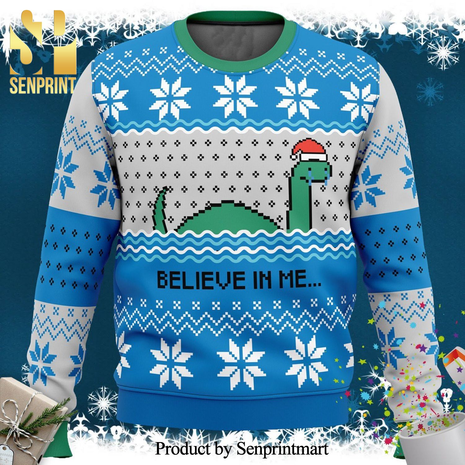 Believe In MeNessie Premium Knitted Ugly Christmas Sweater