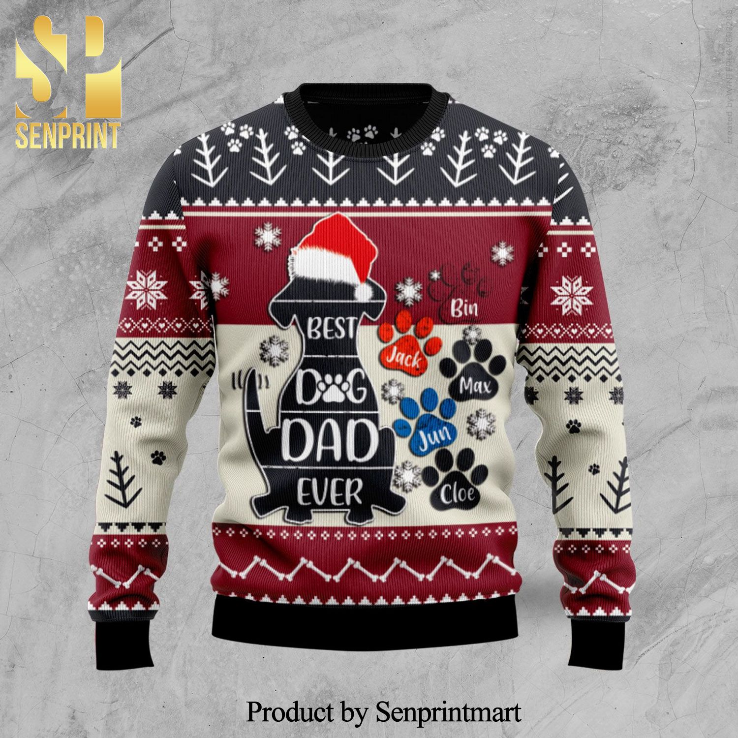 Best Dog Dad Ever Knitted Ugly Christmas Sweater