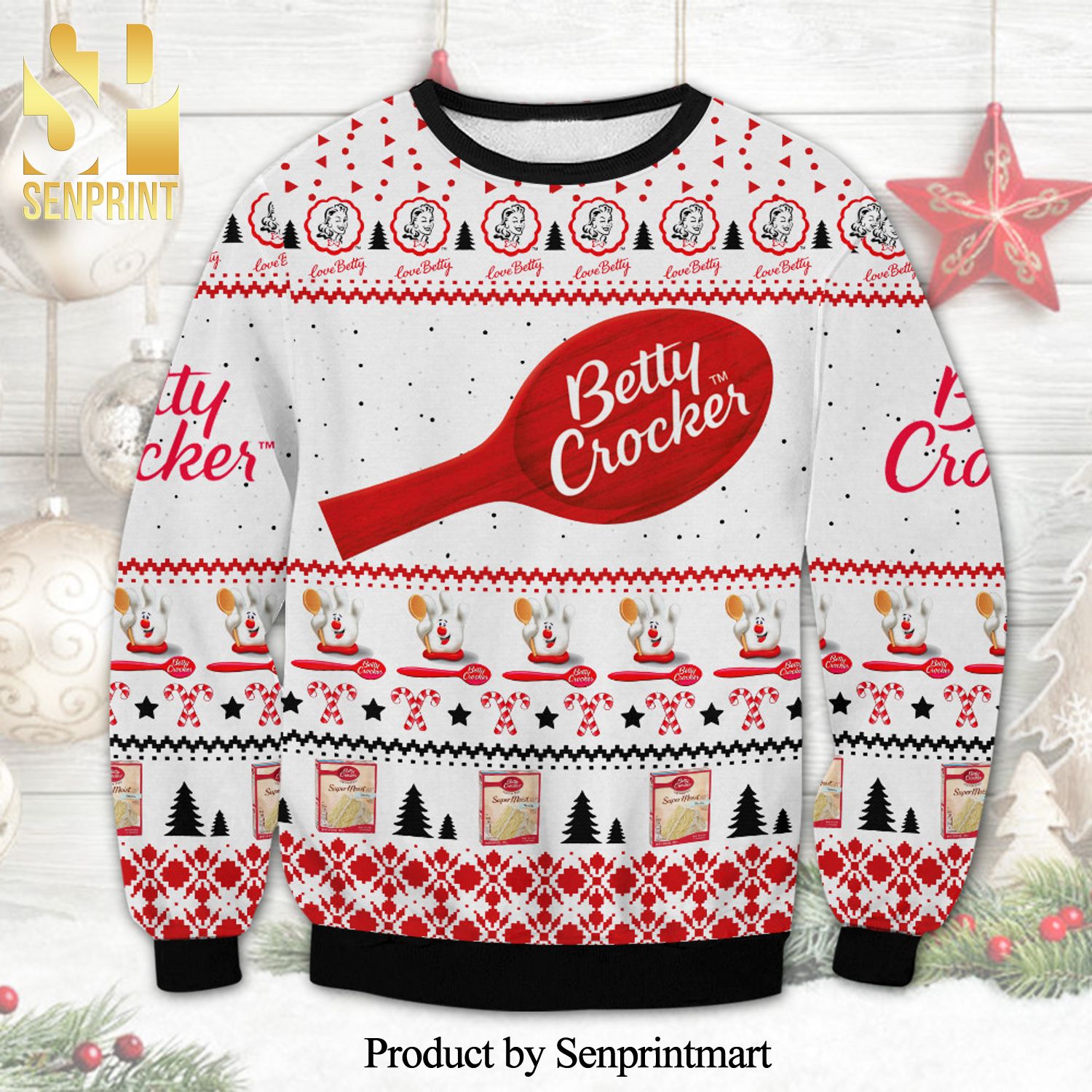 Betty Crocker Baking And Cake Mixes Knitted Ugly Christmas Sweater