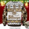 Bitburger Beer Logo Reindeer Pattern Knitted Ugly Christmas Sweater