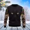 Black Cat Dancing Meowy Christmas Knitted Ugly Christmas Sweater