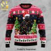 Black Cat Light Knitted Ugly Christmas Sweater