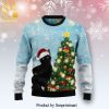 Black Cat Knocked Down The Xmas Tree Knitted Ugly Christmas Sweater