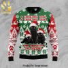 Black Cat Old Man Knitted Ugly Christmas Sweater