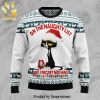 Black Cat Mirror Ornament Knitted Ugly Christmas Sweater