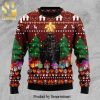Black Cat Pine Tree Premium Knitted Ugly Christmas Sweater