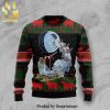 Black Cat Sleigh Christmas Knitted Ugly Christmas Sweater
