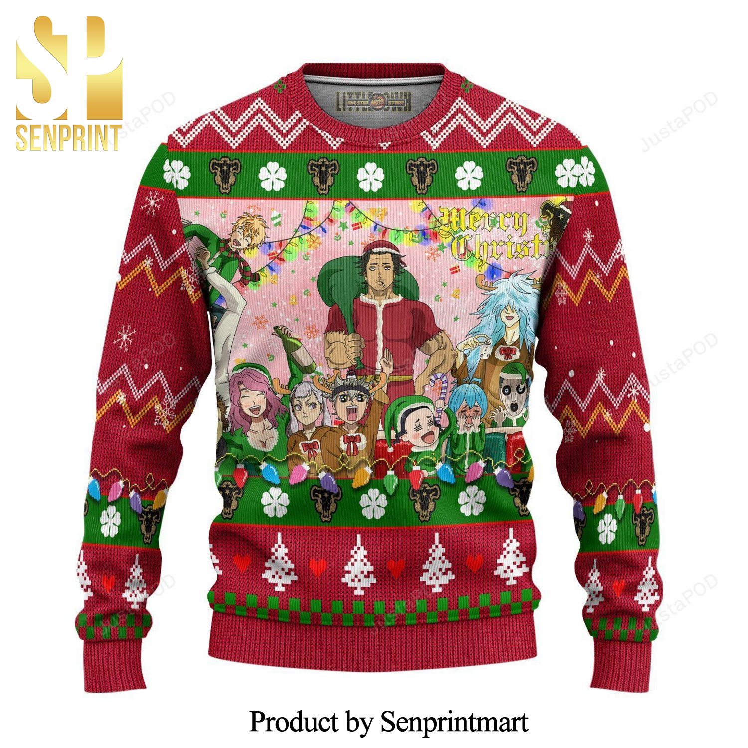 Black Clover Anime Merry Christmas Knitted Ugly Christmas Sweater