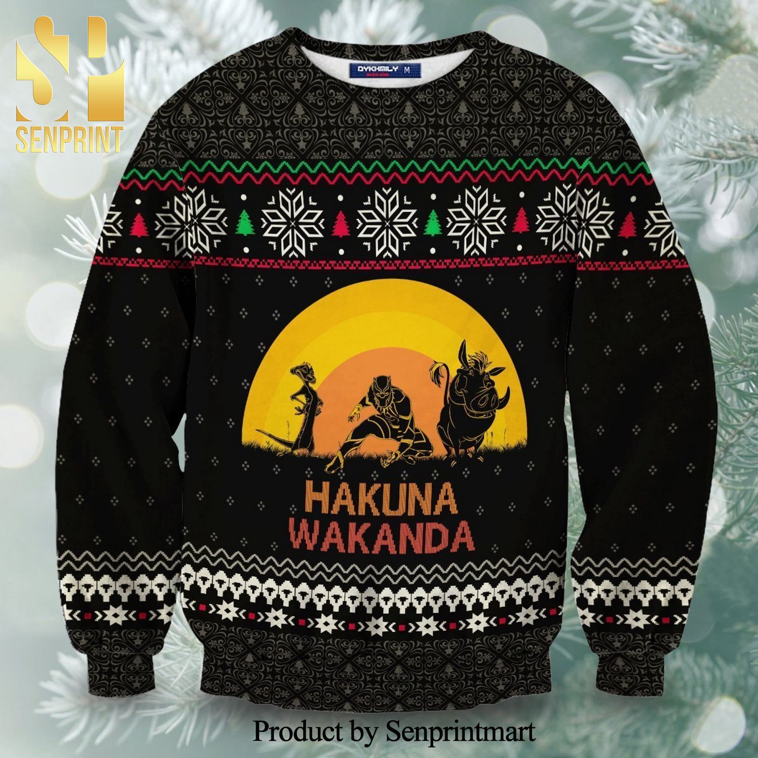 Black Panther Lion King Hakuna Wakanda Knitted Ugly Christmas Sweater