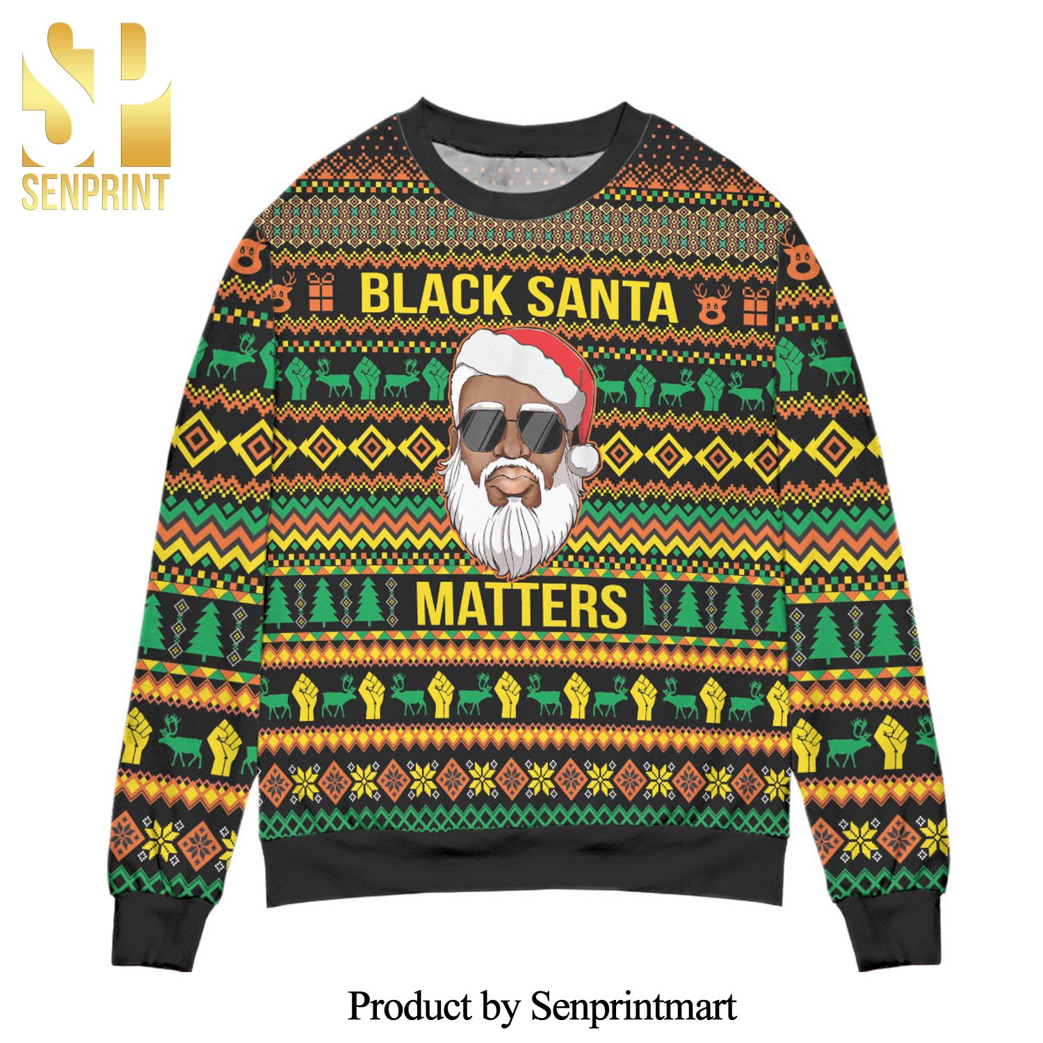 Black Santa Matters Knitted Ugly Christmas Sweater