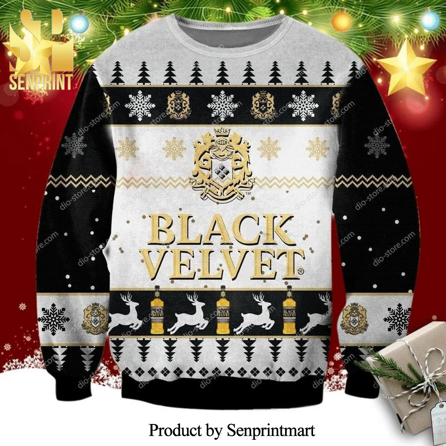 Black Velvet Canadian Whisky Knitted Ugly Christmas Sweater