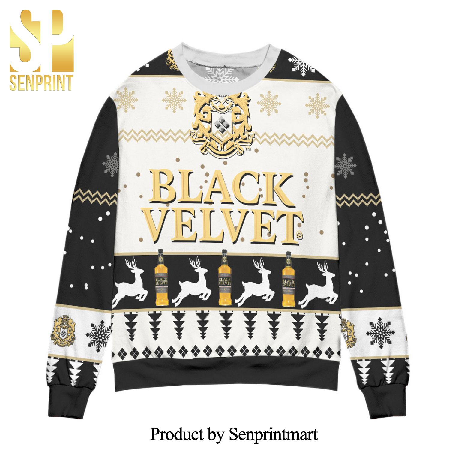 Black Velvet Canadian Whisky Logo Christmas Pattern Knitted Ugly Christmas Sweater