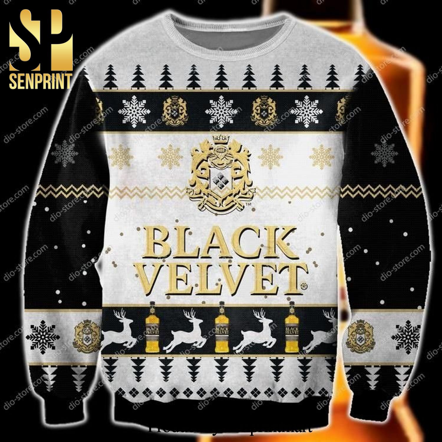 Black Velvet Whisky Knitted Ugly Christmas Sweater