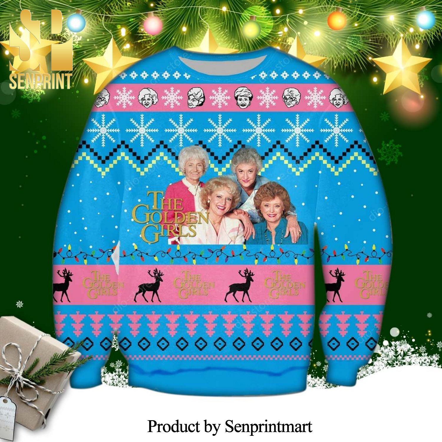 Blanche Devereaux Dorothy Zbornak The Golden Girls Poster Knitted Ugly Christmas Sweater