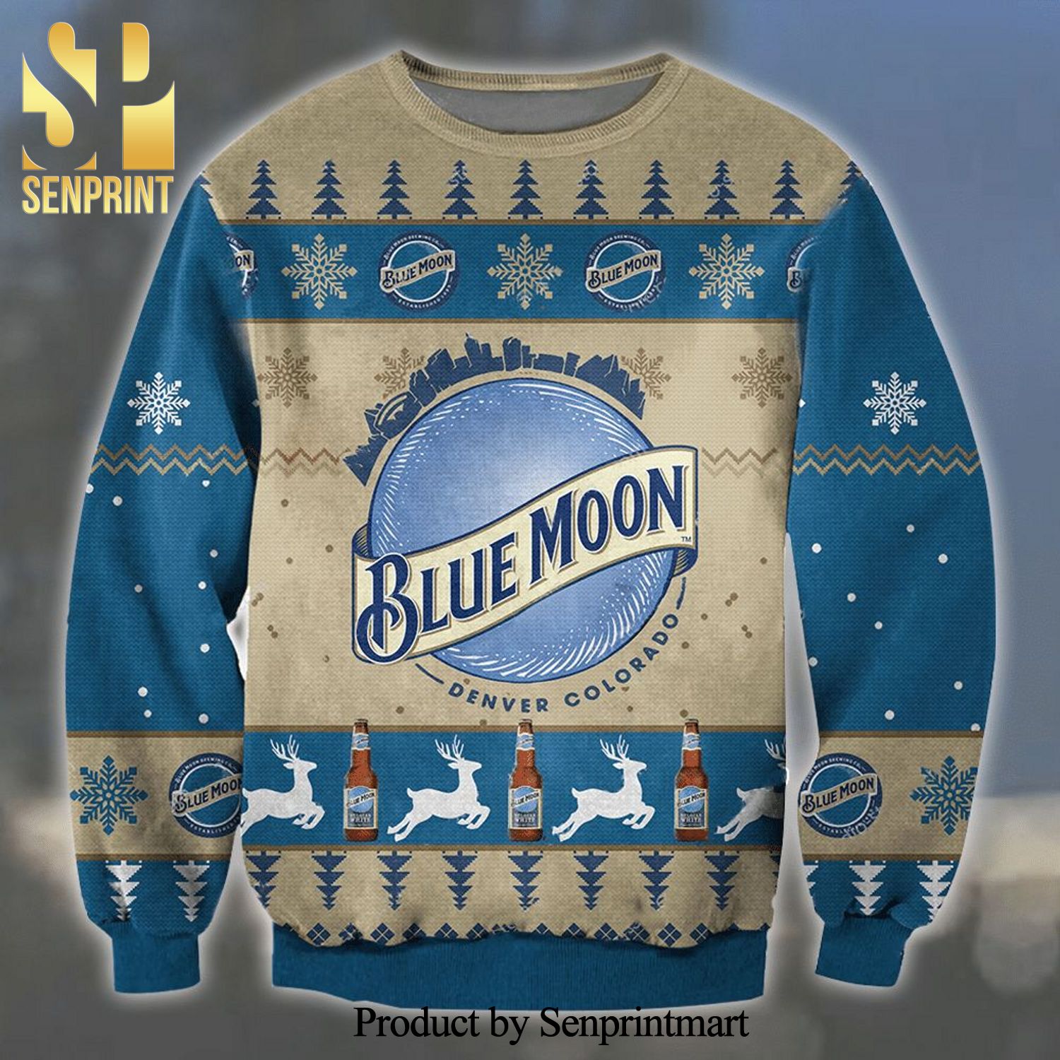 Blue Moon Denver Colorado Knitted Ugly Christmas Sweater