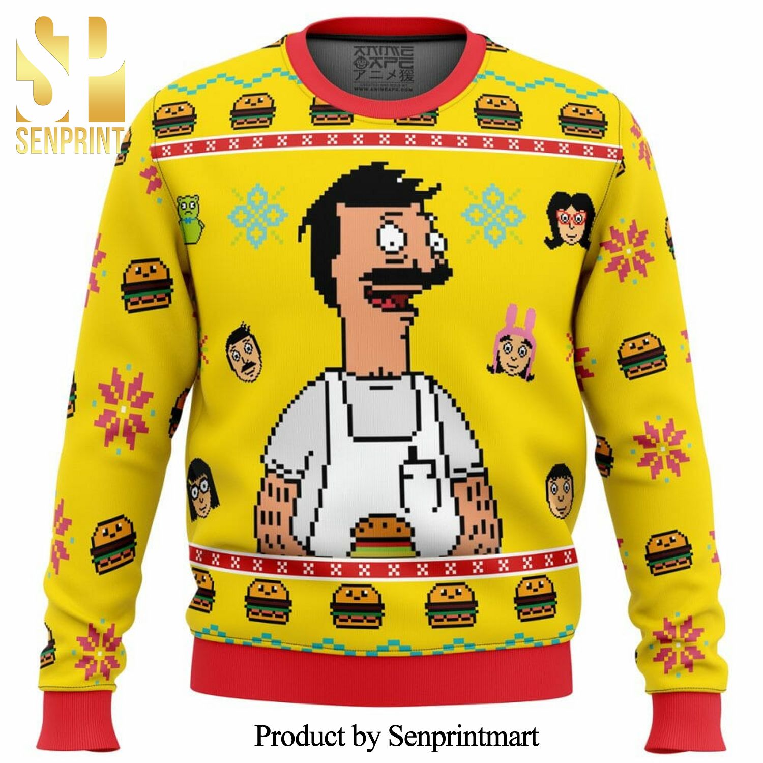 Bob’S Burgers Sitcom Characters Knitted Ugly Christmas Sweater