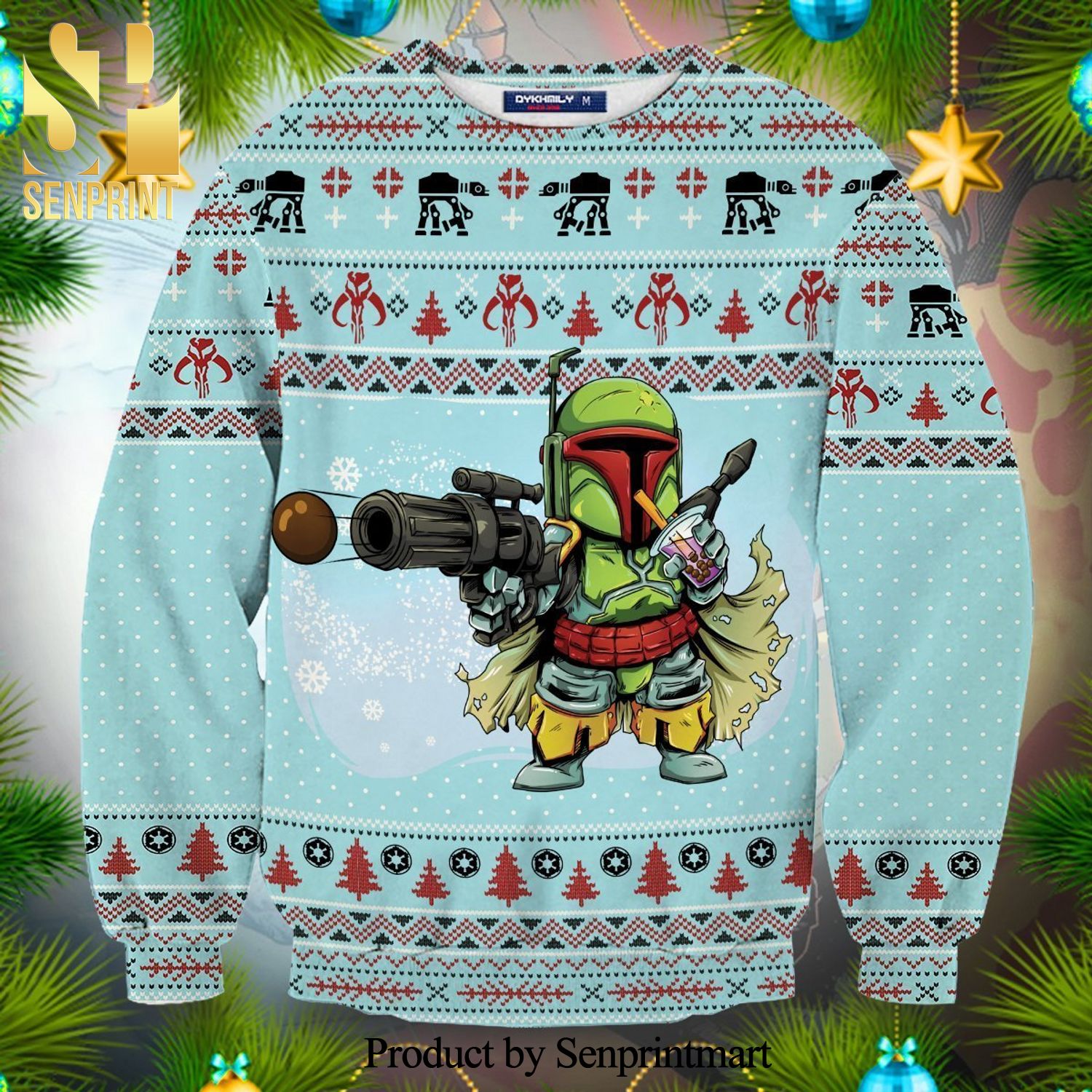Boba Fett Star Wars Merry BobaMas Knitted Ugly Christmas Sweater
